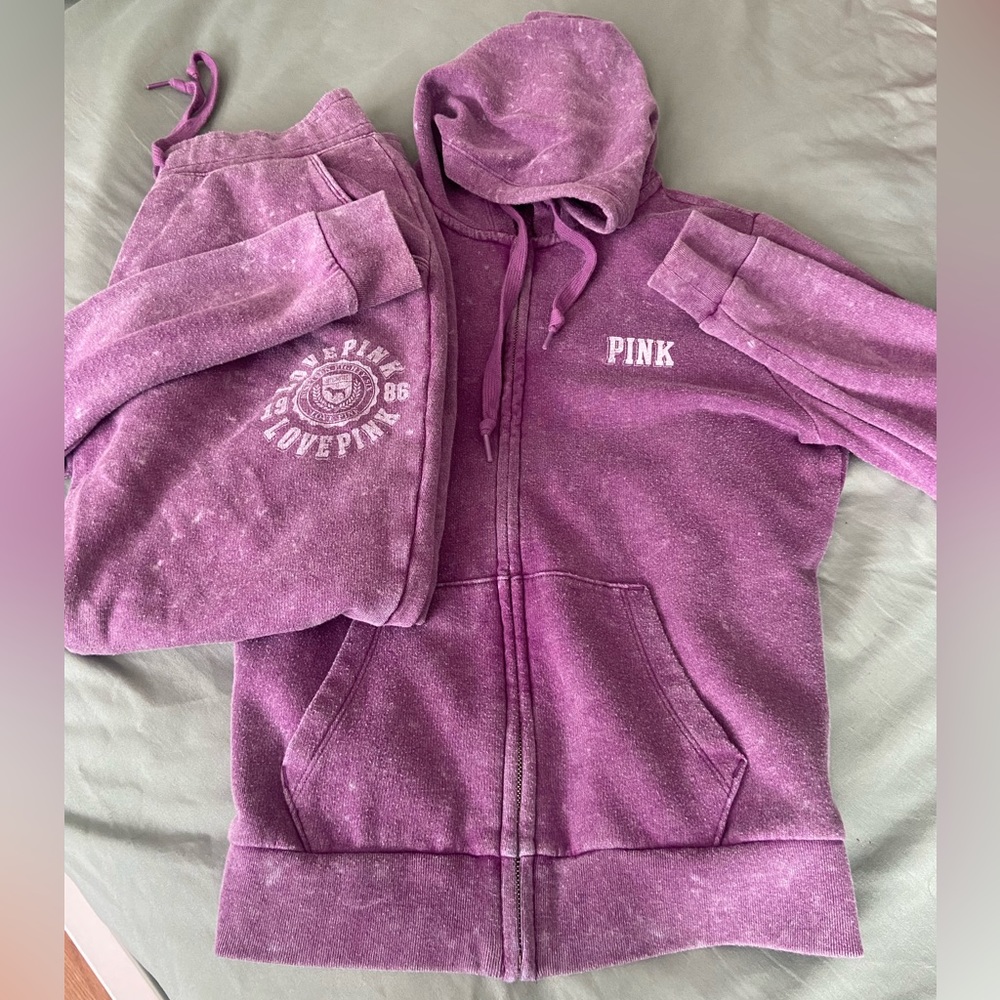 Victoria’s Secret PINK faded purple hoodie and sweatpants (size S)